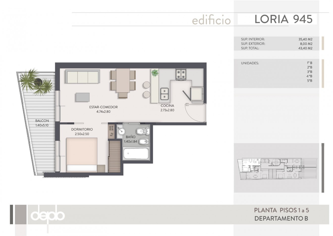 A estrenar 1 Amb y 1/2 con Balcon amplio al Frente - Boedo - Loria 945